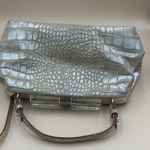 Kate Spade Moon Dance Madeline Satchel Frame Bag, Embossed Gold Suede Crossbody - Picture 6 of 13